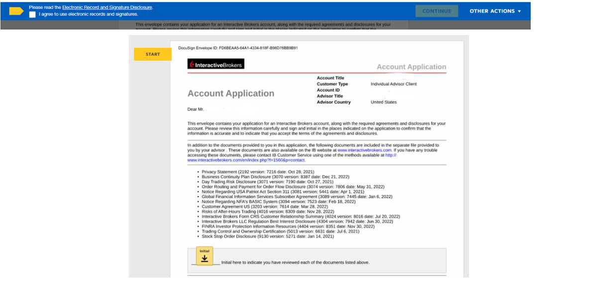 The DocuSign disclosure agreement 